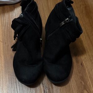 Black Suede Ankle Boots with Zipper